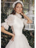 High Neck Ivory Lace Wedding Dress